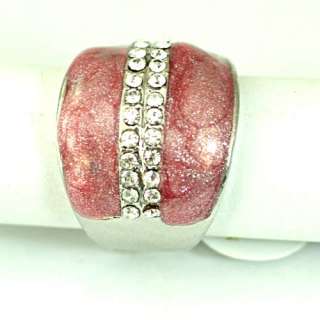 r8600 Size 10 Ladys Vogue Pinky Nugget Gemstone CZ Inlay Finger Ring 
