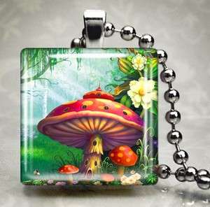 HALF OFF CLEARANCE Magic Mushroom Fantasy Land Shroom Glass Necklace 