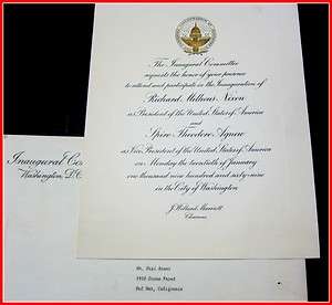 DESI ARNAZ President Nixon Agnew Inauguration Invitation 1969 orig 
