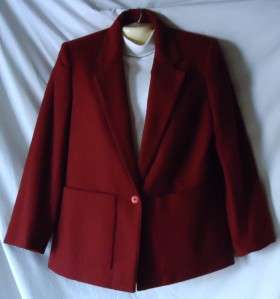 Womens Carriage Court Dark Red Wool Blend Blazer Size 8P  