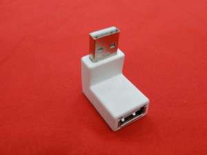 White Up Right Angled 90D USB A Female to Male Adapter  