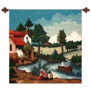  Wool tapestry, Trout Fishing