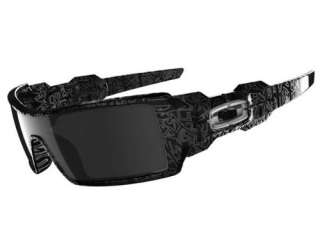Oakley Oil Rig Sunglasses Polished Black w/ SilverText Frame w Black 