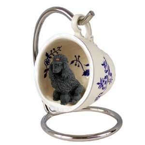  Poodle Blue Tea Cup Dog Ornament   Black: Home & Kitchen
