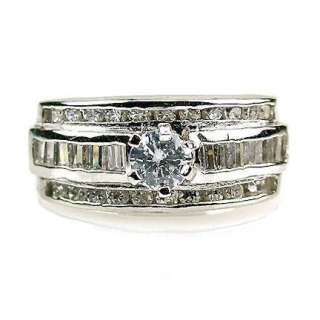 9c Stacked Russian CZ 925 Silver Wedding Ring Set s 6  