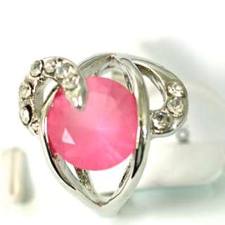 Ladys Fad 18K White GP Style Wedding Gemstone Diamante CZ Ring 