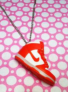 Nike Hi Top Dunk SB Sneaker Shoe Necklace OR Keychain  Orange & White 