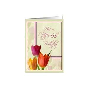    Colorful Tulips 65th Birthday Cards for Her Card Toys & Games