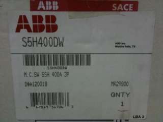 ABB Sace S5 3 Pole Circuit Breaker 400A NEW S5H400DW  