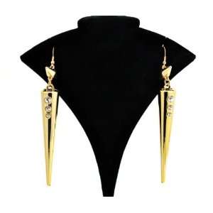   Wives Earrings Single Gold Spike Lady Gaga Paparazzi: Jewelry
