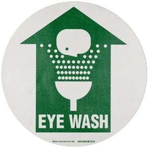   Green On White Floor Safety Sign, Legend Eye Wash (With Picto) 