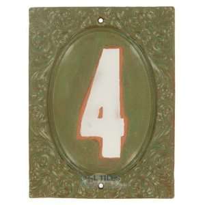   Victorian house numbers   #4 in pesto & marshmallow