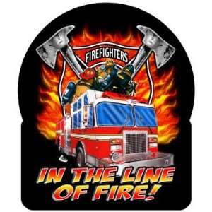 Firefighter Sticker   4x4 in the Line of Fire Exterior Window Decal