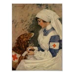  Nurse with Golden Retriever 1917 Posters