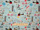   Treasures Travel USA Rome France Tokyo London NYC Cotton Fabric BTY