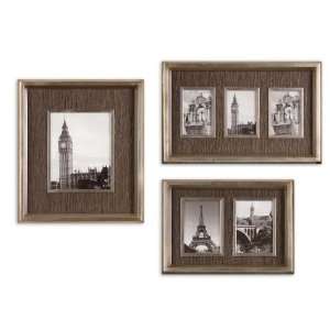   Photo Collage, S/3 Metal Wall Lightly Antiqued Silver Leaf Frame: Home