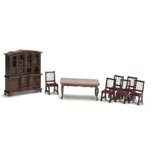    8 pc Walnut Victorian Dining Room Set 1:12 Scale: Toys & Games