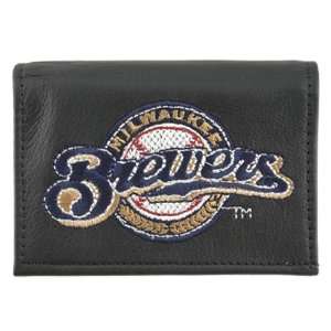   Milwaukee Brewers Black Embroidered Tri Fold Wallet: Sports & Outdoors
