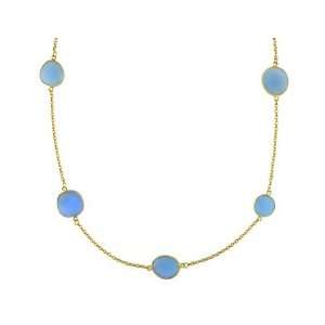  Blue Onyx Gem By The Yard Necklace with Lobster Clasp Amour Jewelry