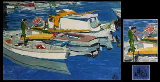 BOATS at REST~Orig Painting~Pablo Matania~Brazil  
