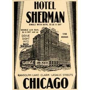  1930 Ad Hotel Sherman Randolph Clark Lasalle Chicago 
