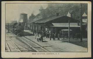Erie RR Postcard Railroad Depot Station Addison NY 1905  