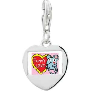   Day Funny Love Mouse Photo Heart Frame Charm Pugster Jewelry
