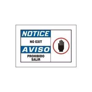  NO EXIT (W/GRAPHIC) (BILINGUAL) Sign   10 x 14 Adhesive 