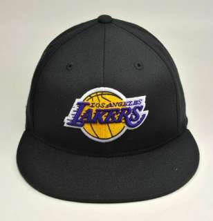 ADIDAS LOS ANGELES LAKERS FITTED BLACK CAP BASKETBALL FLAT BRIM HAT 