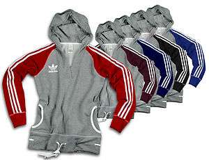 Adidas Womens Trefoil Shawl Collar Pull Over Fleece Hoodie Many Colors 