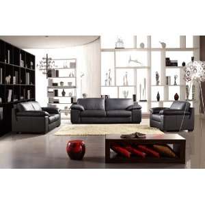  Bella Italia Leather 44 Sofa Set in Black: Home & Kitchen