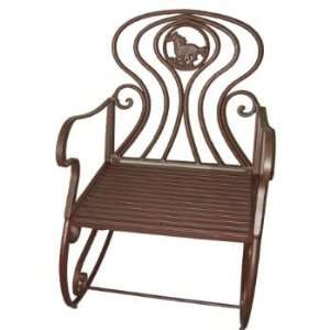  New   Metal Rocking Chair with Horse Design by WMU Patio 