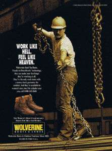1996 Wolverine Boots & Shoes Man Construction Worker Ad  