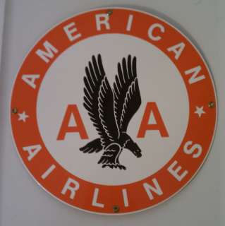   Ande Rooney Porcelain Enameled American Airline Advertising Steel Sign