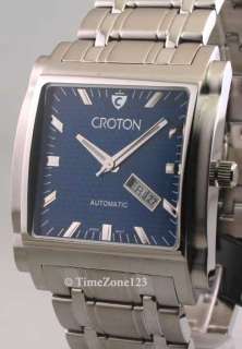 MENS CROTON STEEL AUTOMATIC DAY DATE WATCH CR307812SSBL 754425051757 