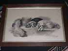 ANTIQUE KING CHARLES SPANIEL DOG OIL PAINTING 1850  