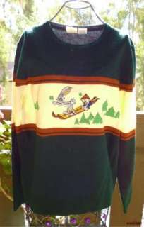 Alfie Bugs Bunny Vintage 70s Sweater Ski Elmer Fudd Knit Looney Tunes 