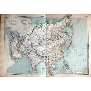  1872 Map Asia Philippine Ceylon Arabia India Japan