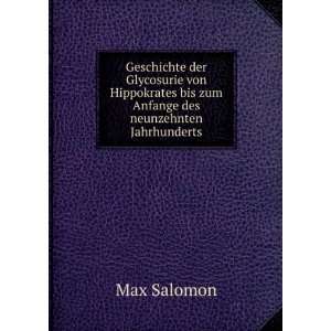   Anfange des neunzehnten Jahrhunderts Max Salomon  Books