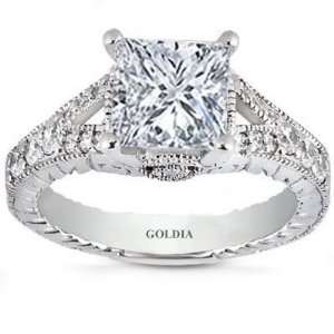   Antique Vintage Princess Diamond White Gold Engagement Ring: Jewelry