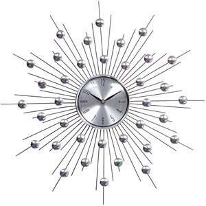  Silver Starburst Wall Clock (Retro Modern)