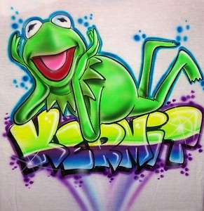 New Muppets Airbrushed Kermit the Frog T shirt   Personalized w/YOUR 