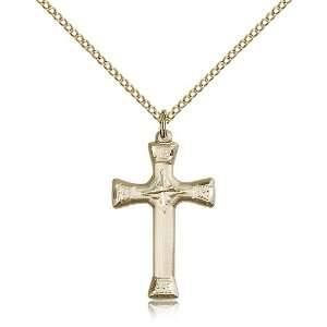 Gold Filled Cross Medal Pendant 1 x 5/8 Inches 6023GF  Comes With 18 