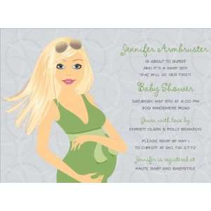    Preggers Olive   Blonde Baby Shower Invitations: Home & Kitchen