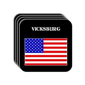 US Flag   Vicksburg, Mississippi (MS) Set of 4 Mini Mousepad Coasters