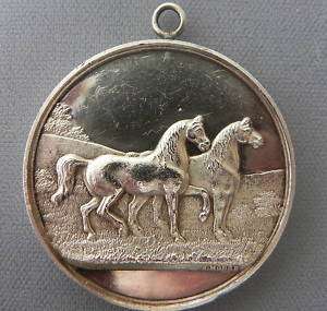 Antique Sterling Silver Scottish Horses Watch Fob Awards Medal 1884 