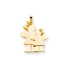  Big Girl with Small Girl Charm, Yellow Gold: Jewelry