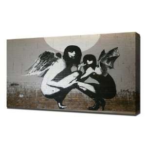  Banksy   Eelus Dark Gothic Angels 2   Framed Canvas Art 