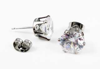 STAINLESS STEEL CZ Non Allergic Surgical Earrings Studs 2.5/3/4/5/6/7 