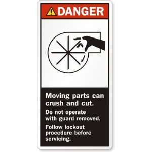  Moving parts can crush and cut. Do not operate with guard 